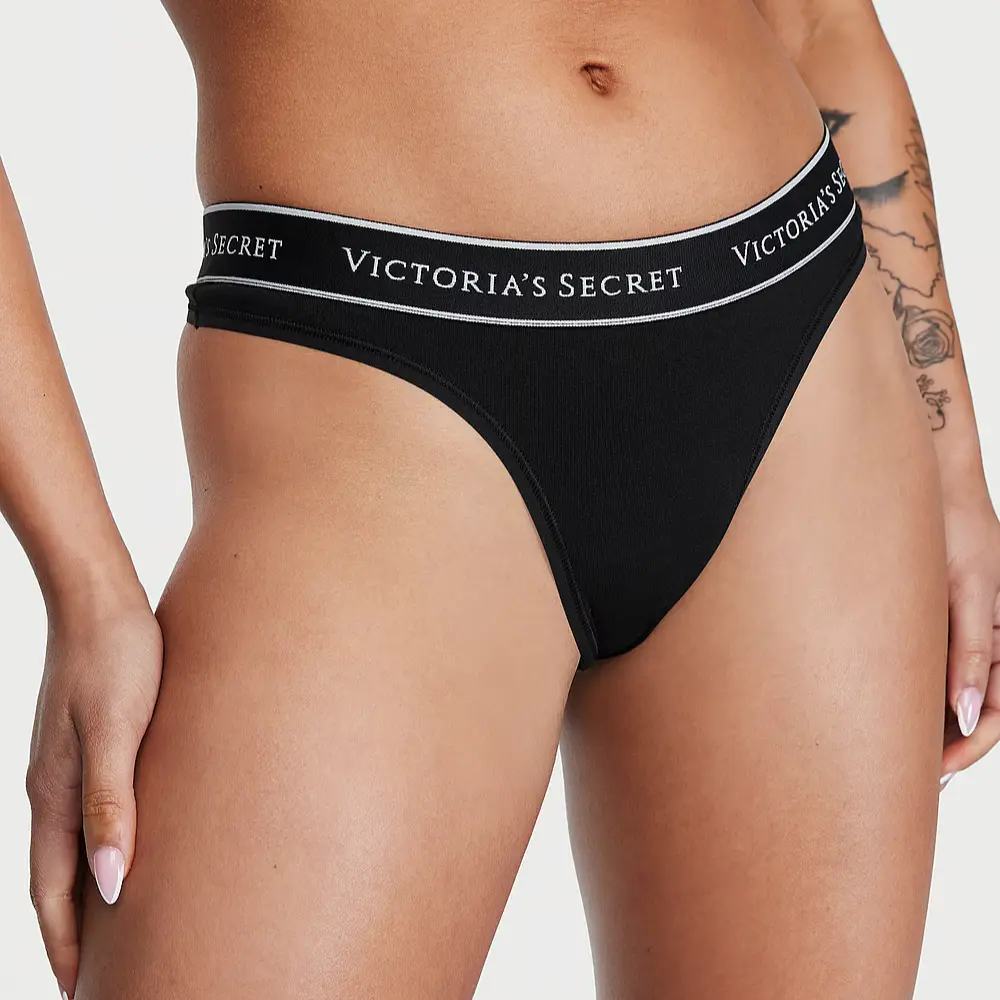 Трусики стрінги Logo Cotton Black