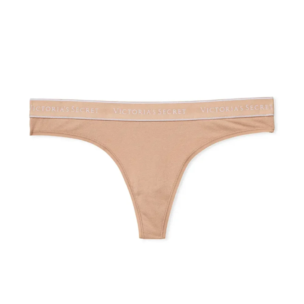Трусики стрінги Victoria's Secret Logo Cotton Praline