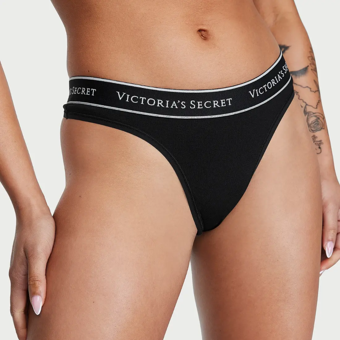Трусики стрінги Victoria's Secret Logo Cotton Black