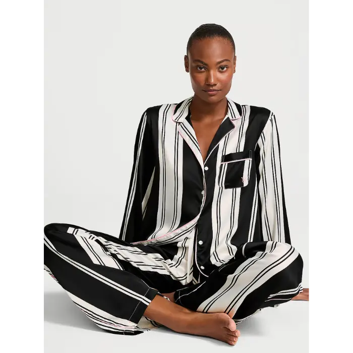 Сатинова піжама White Black Stripes pj