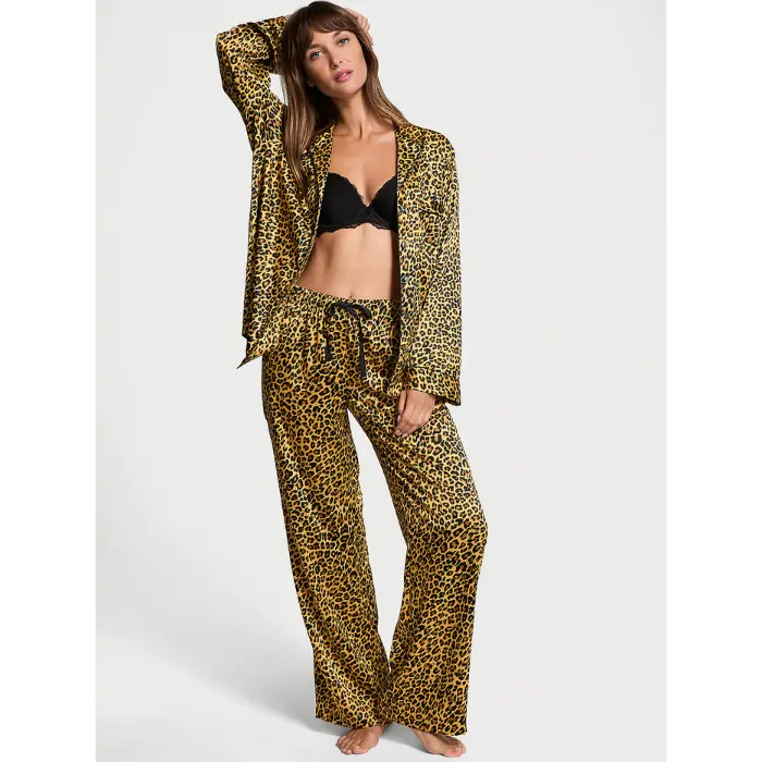 Сатинова піжама Safari Gold Leopard