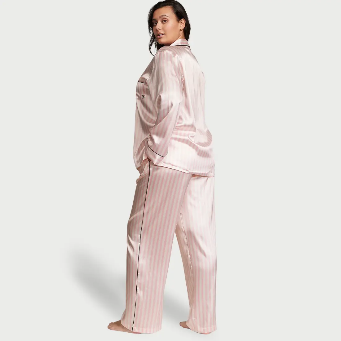 Сатинова піжама зі штанами Pink Iconic Stripes