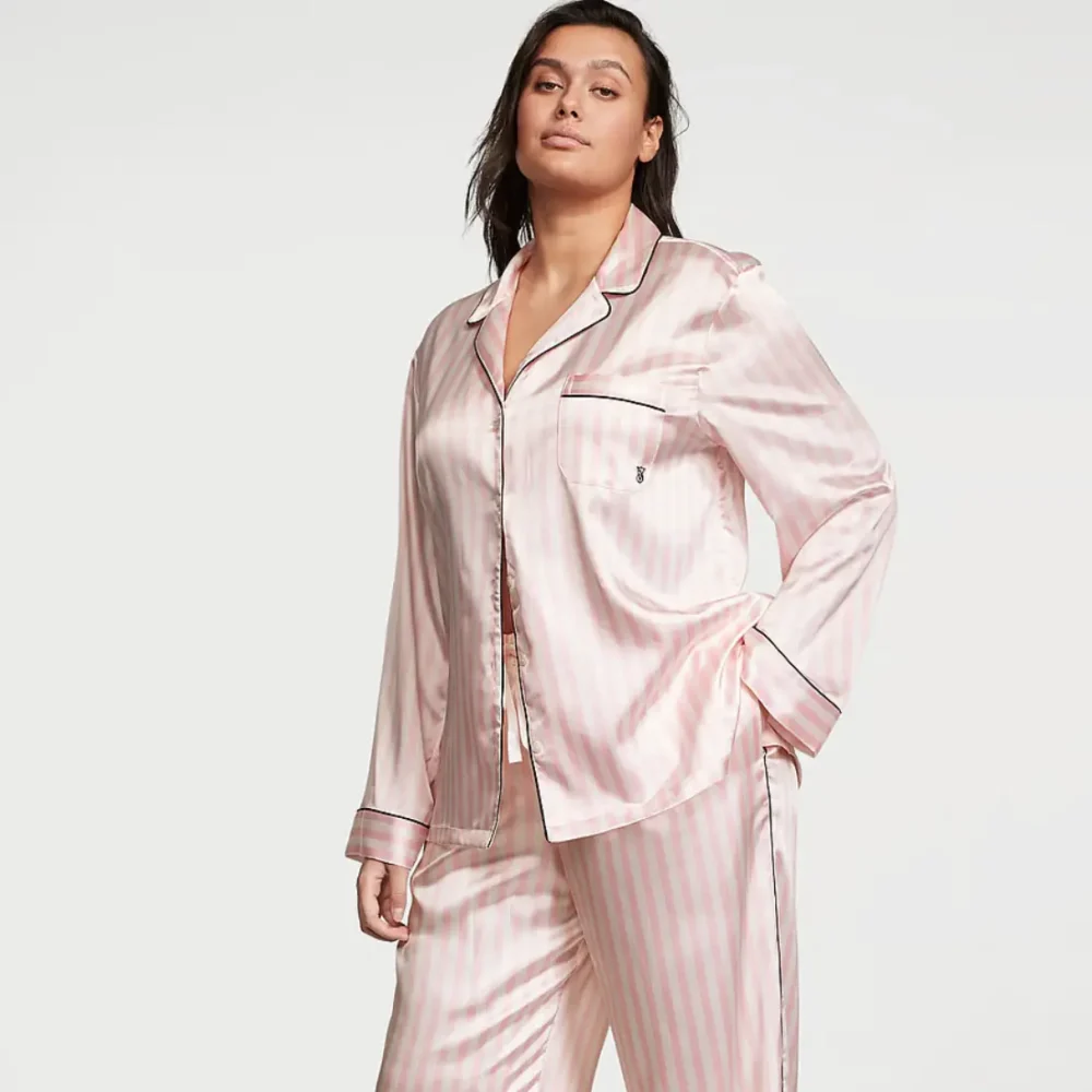 Сатинова піжама Victoria's Secret Pink Iconic Stripes штани
