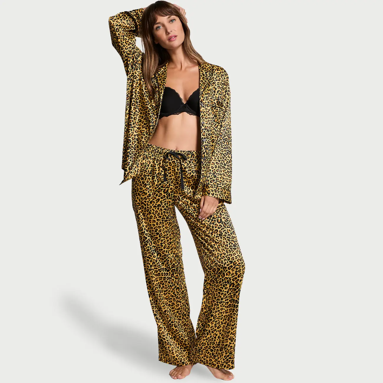 Сатинова піжама Victoria's Secret Safari Gold Leopard штани