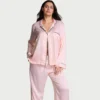 Сатинова піжама Victoria's Secret Pink Iconic Stripes штани та сорочка з довгим рукавом