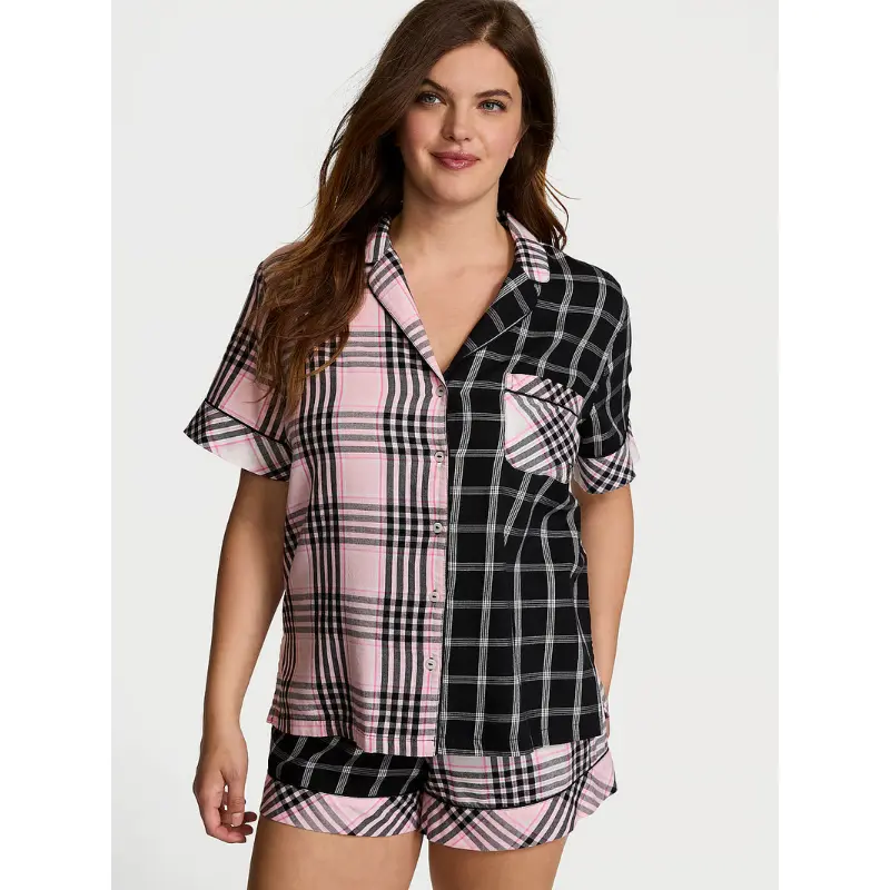 Фланелева піжама Pink and Black Plaid