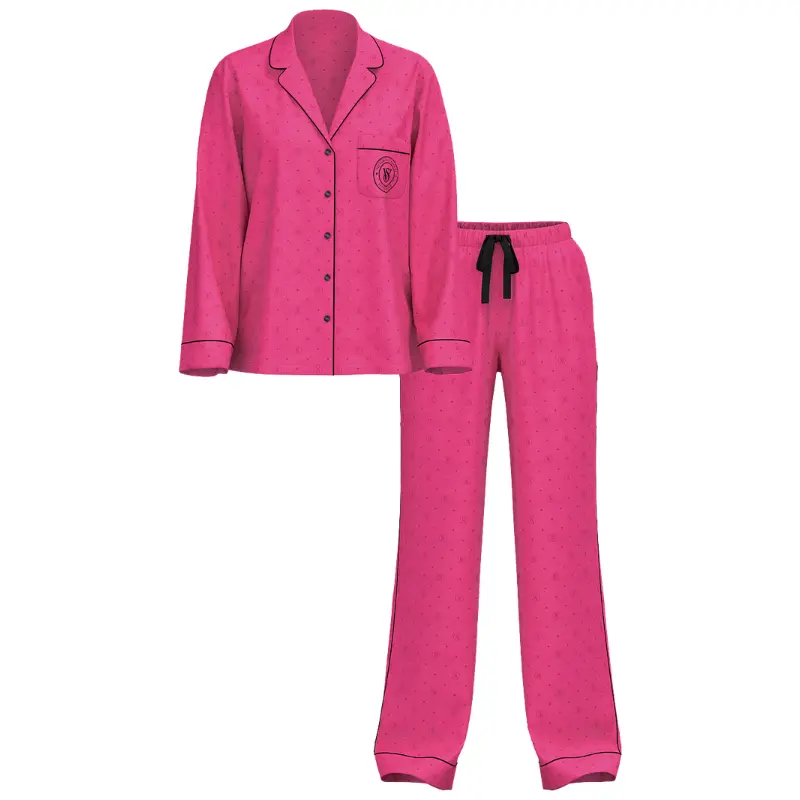 Сатинова піжама Вікторія Сікрет Luscious Rose зі штанами