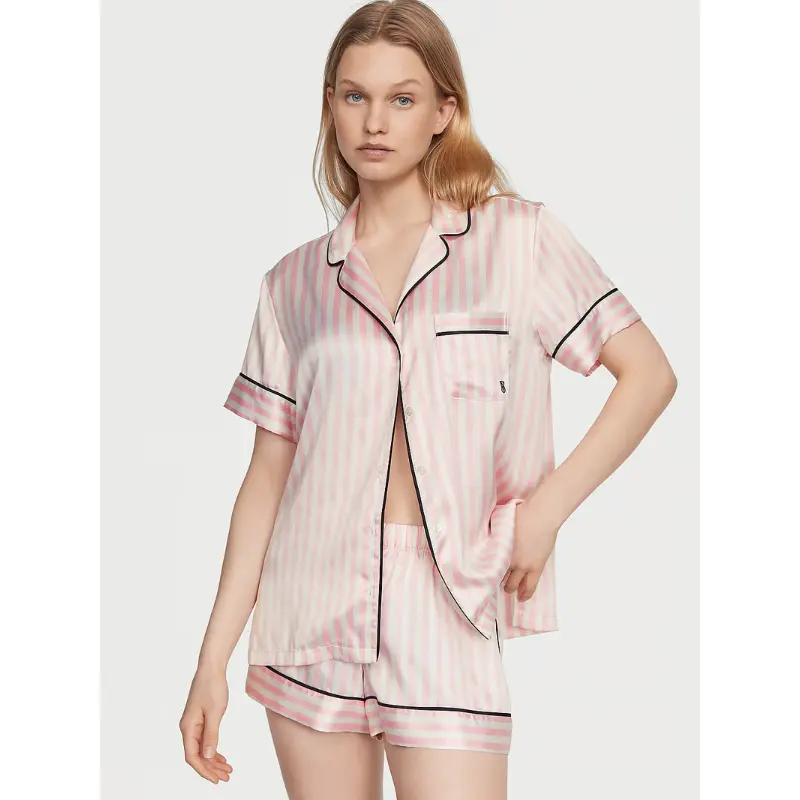 Сатинова піжама Pink Iconic Stripes