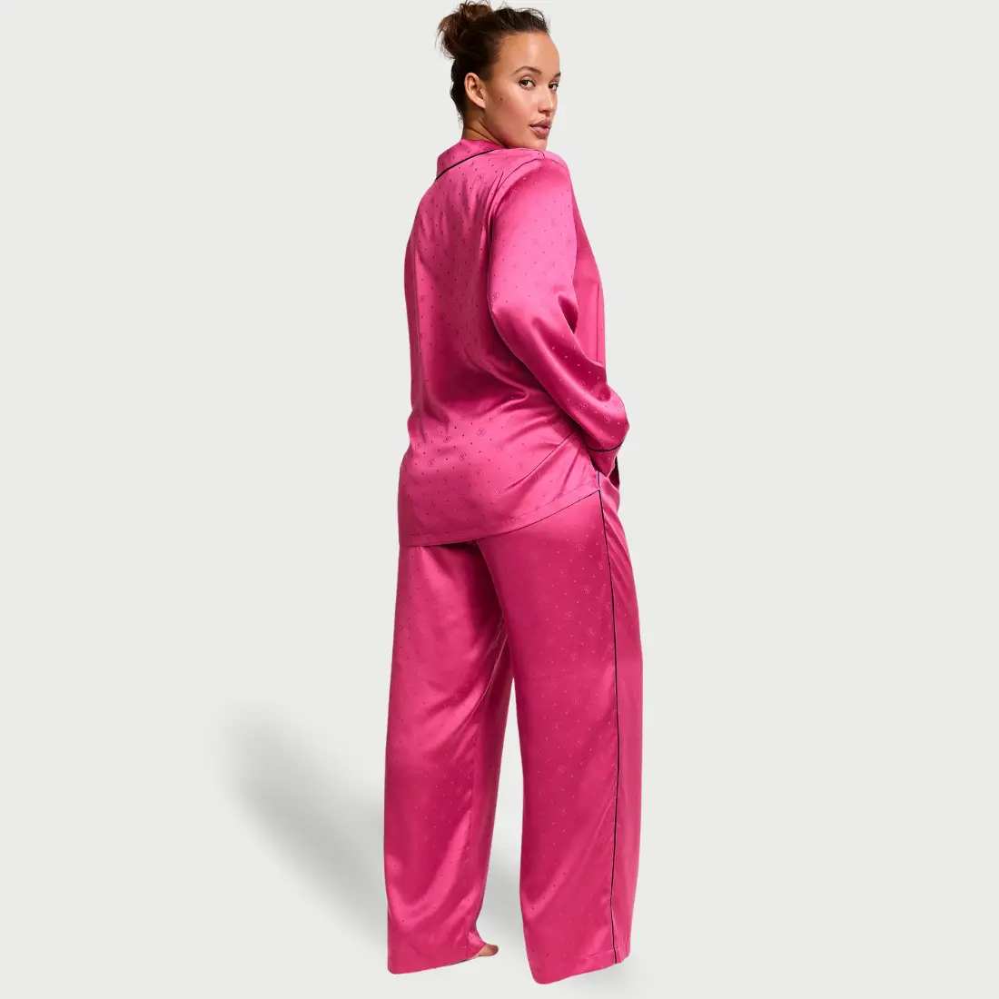 Сатинова піжама Вікторія Сікрет Luscious Rose зі штанами