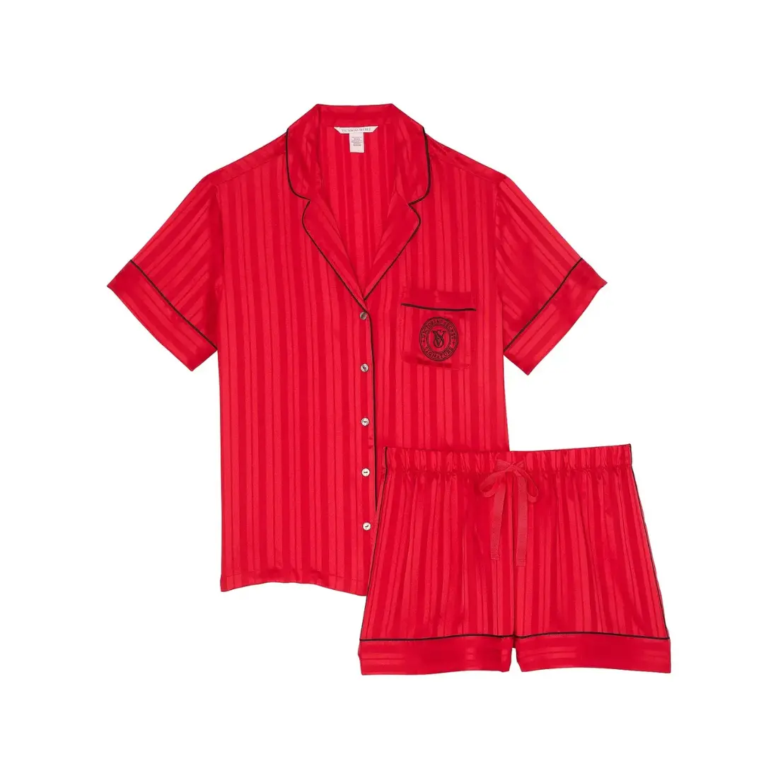 Сатинова піжама Victoria's Secret Red Stripes шорти