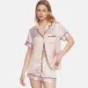 Сатинова піжама Victoria's Secret Pink Iconic Stripes шорти та сорочка з коротким рукавом