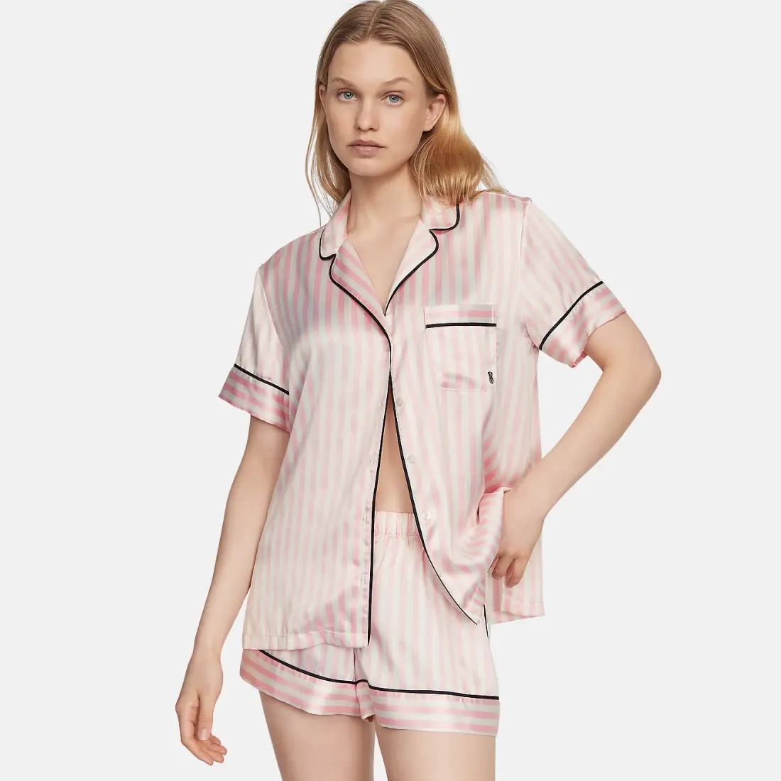 Сатинова піжама Victoria's Secret Pink Iconic Stripes шорти