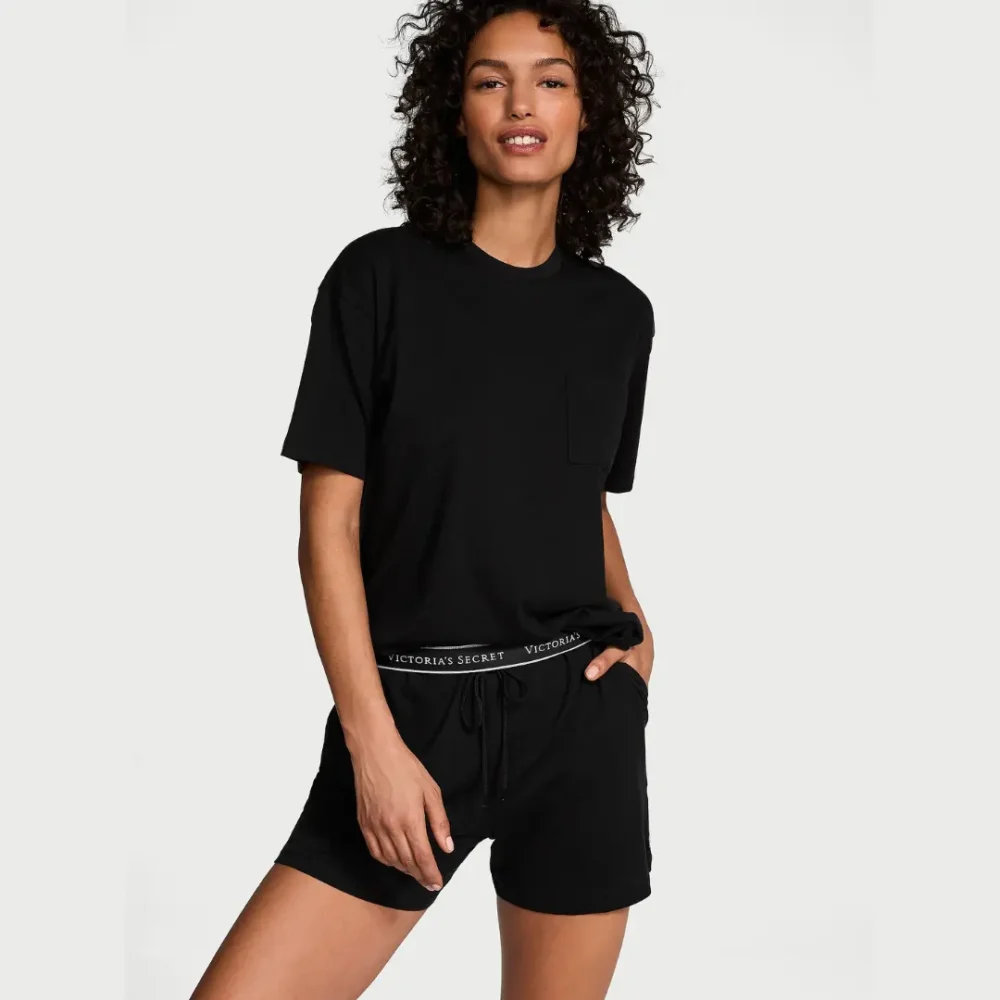 Бавовняна піжама Victoria's Secret Black з шортами