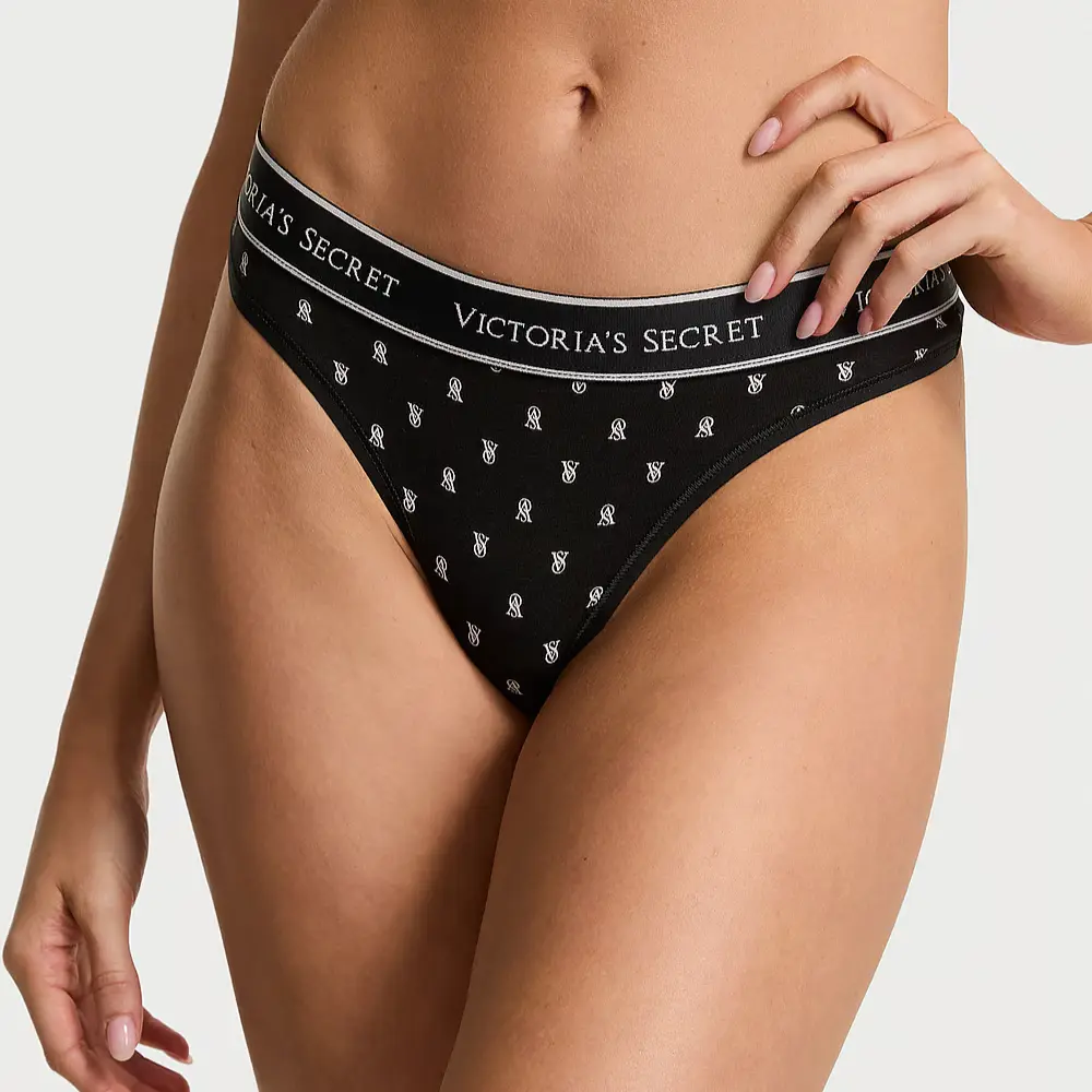 Трусики стрінги Logo Cotton Black Print