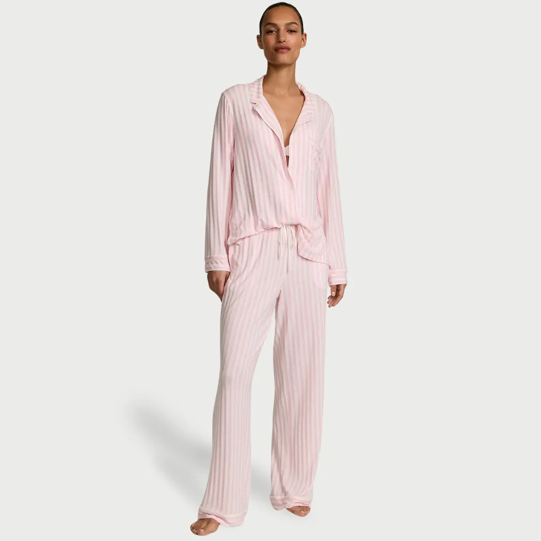 Модалова піжама зі штанами Pink Iconic Stripe