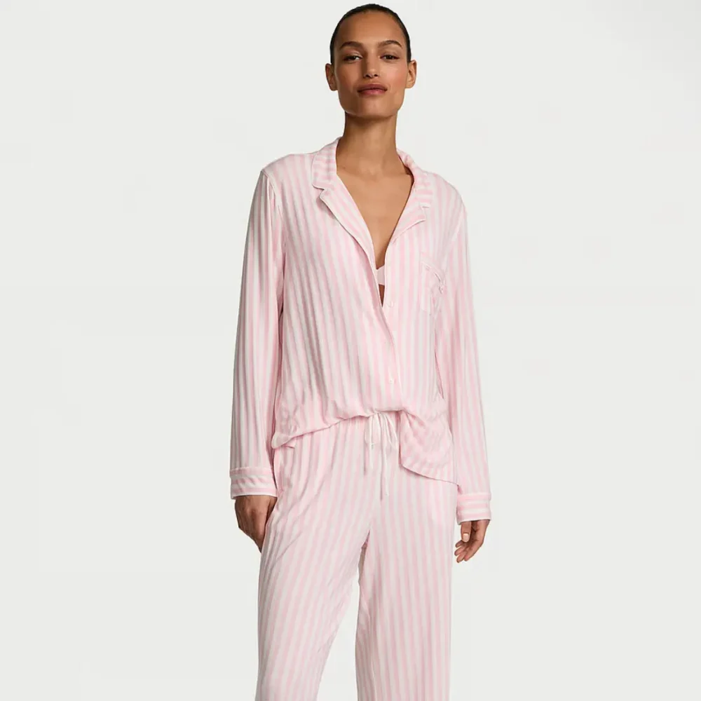 Модалова піжама Вікторія Сікрет Pink Iconic Stripe з штанами