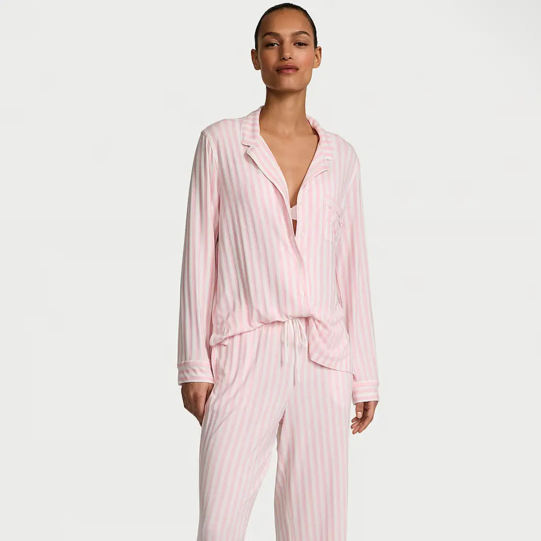 Модалова піжама Вікторія Сікрет Pink Iconic Stripe з штанами