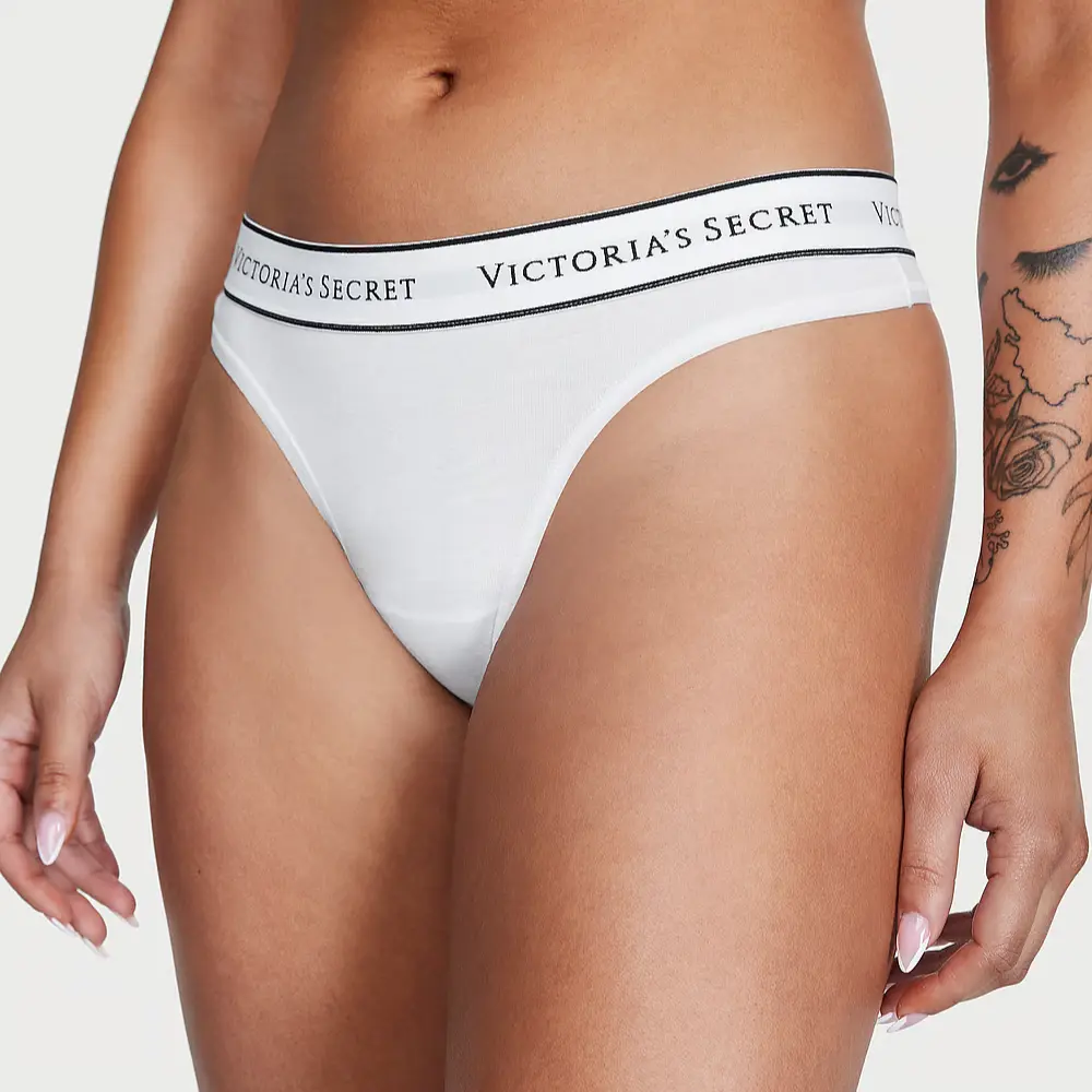 Трусики стрінги Logo Cotton VS White