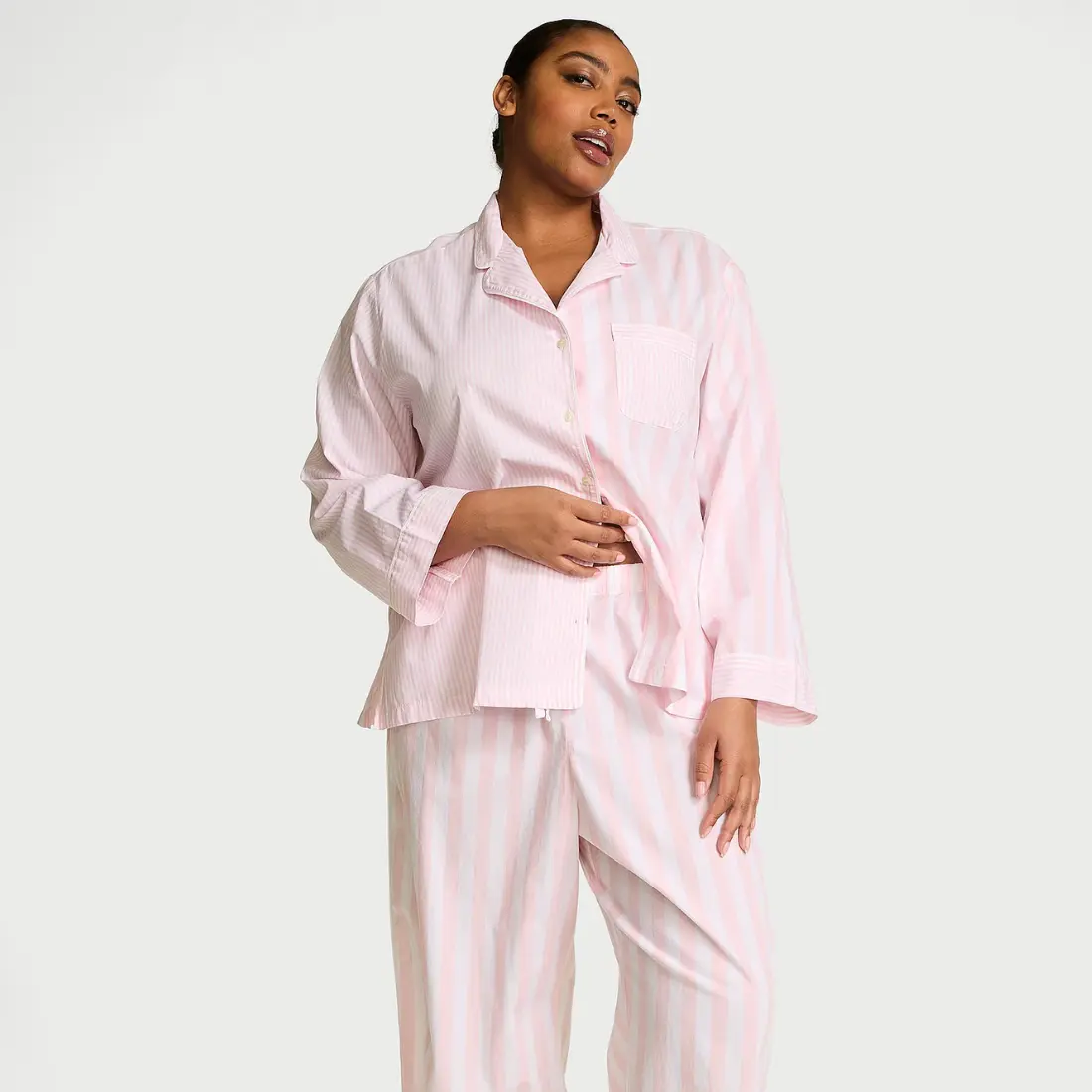 Бавовняна піжама Victoria's Secret Pink Iconic Stripe штани
