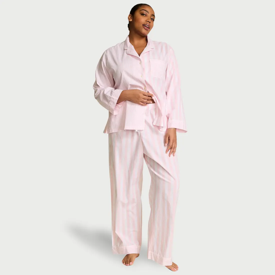 Бавовняна піжама зі штанами Pink Iconic Stripe