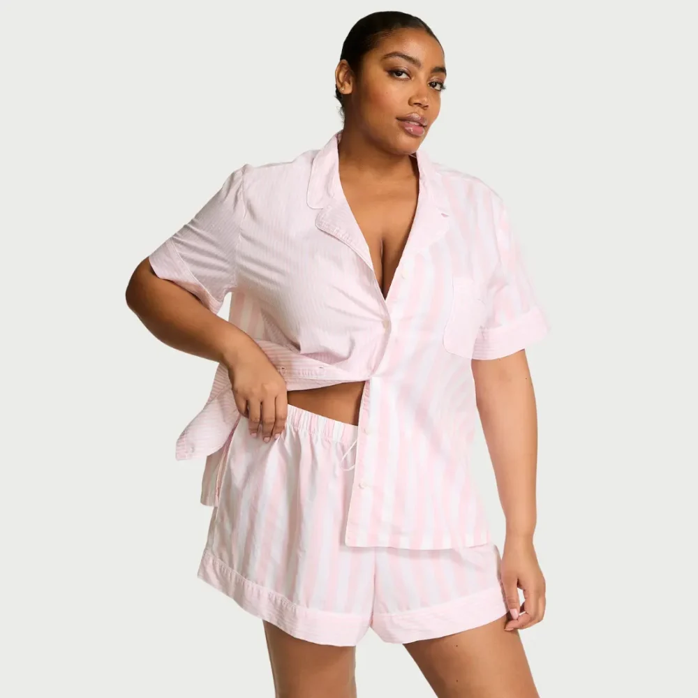 Бавовняна піжама Victoria's Secret Pink Iconic Stripe шорти