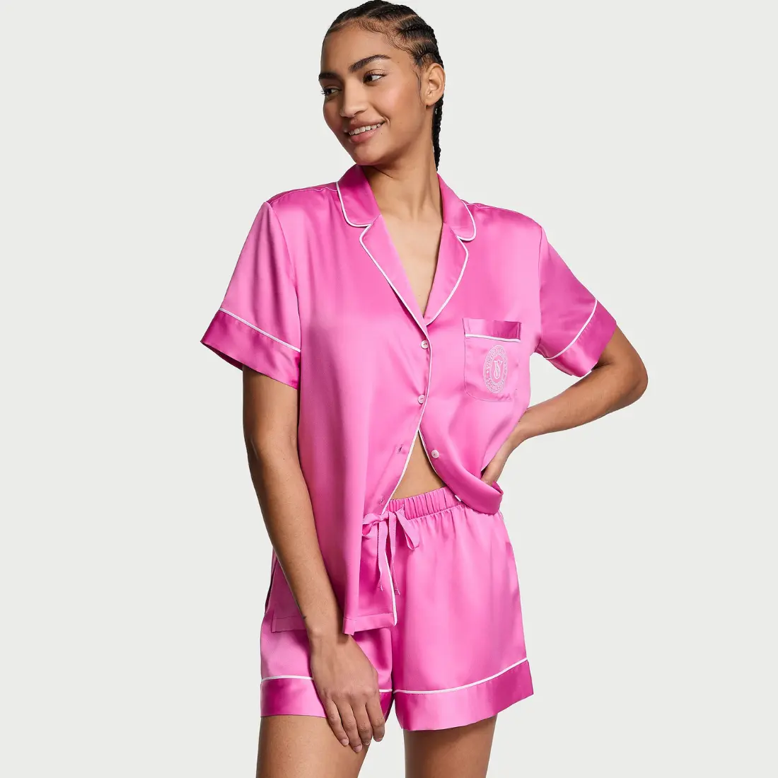 Сатинова піжама шортами New Peony