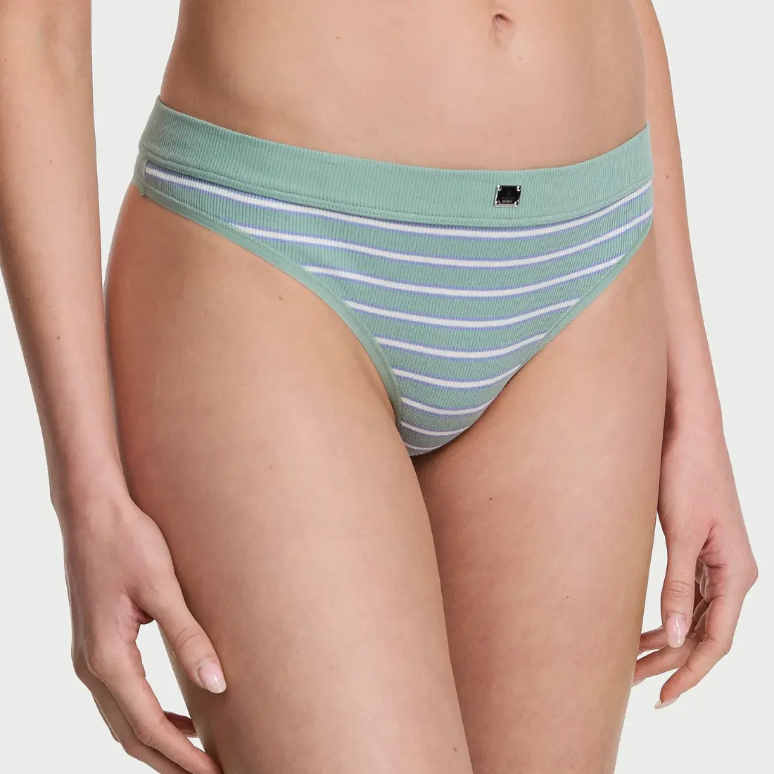 Бавовняні стрінги в рубчик Green Stripe