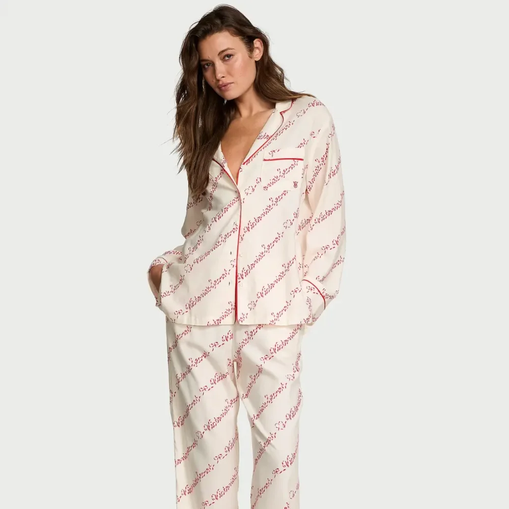 Фланелева піжама Victoria's Secret Coconut White Script штани