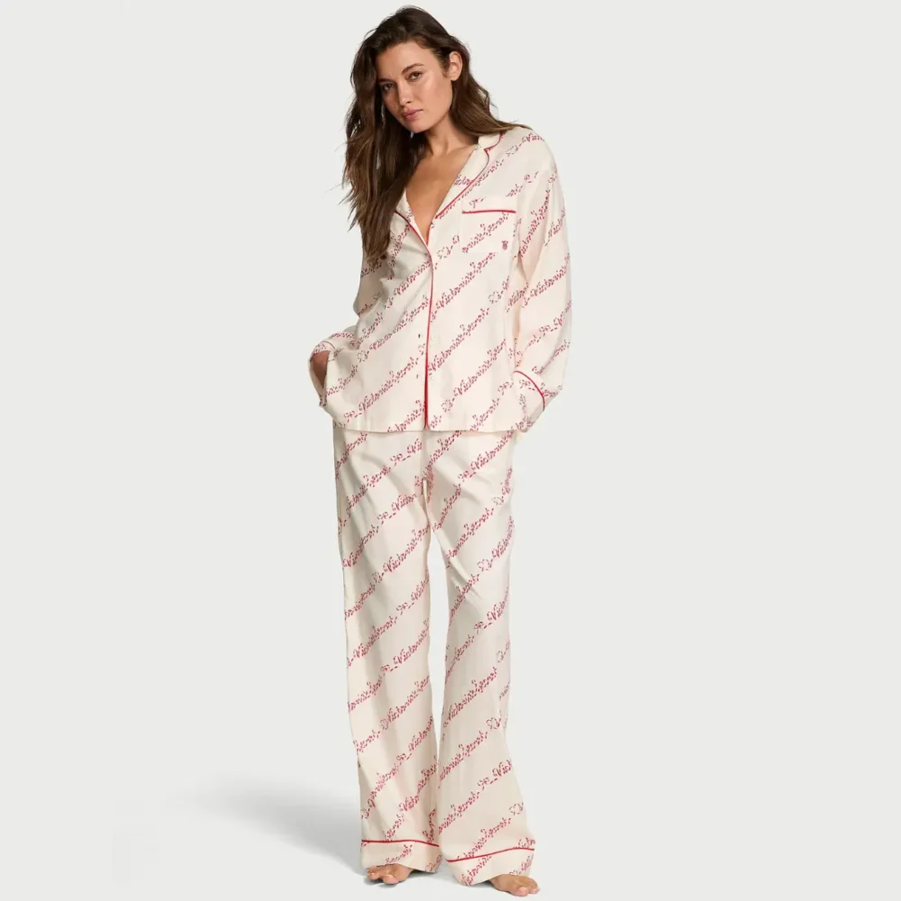 Фланелева піжама Victoria's Secret Coconut White Script штани