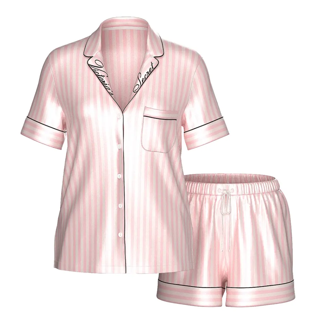 Сатинова піжама Victoria's Secret Stripes VS Print шорти