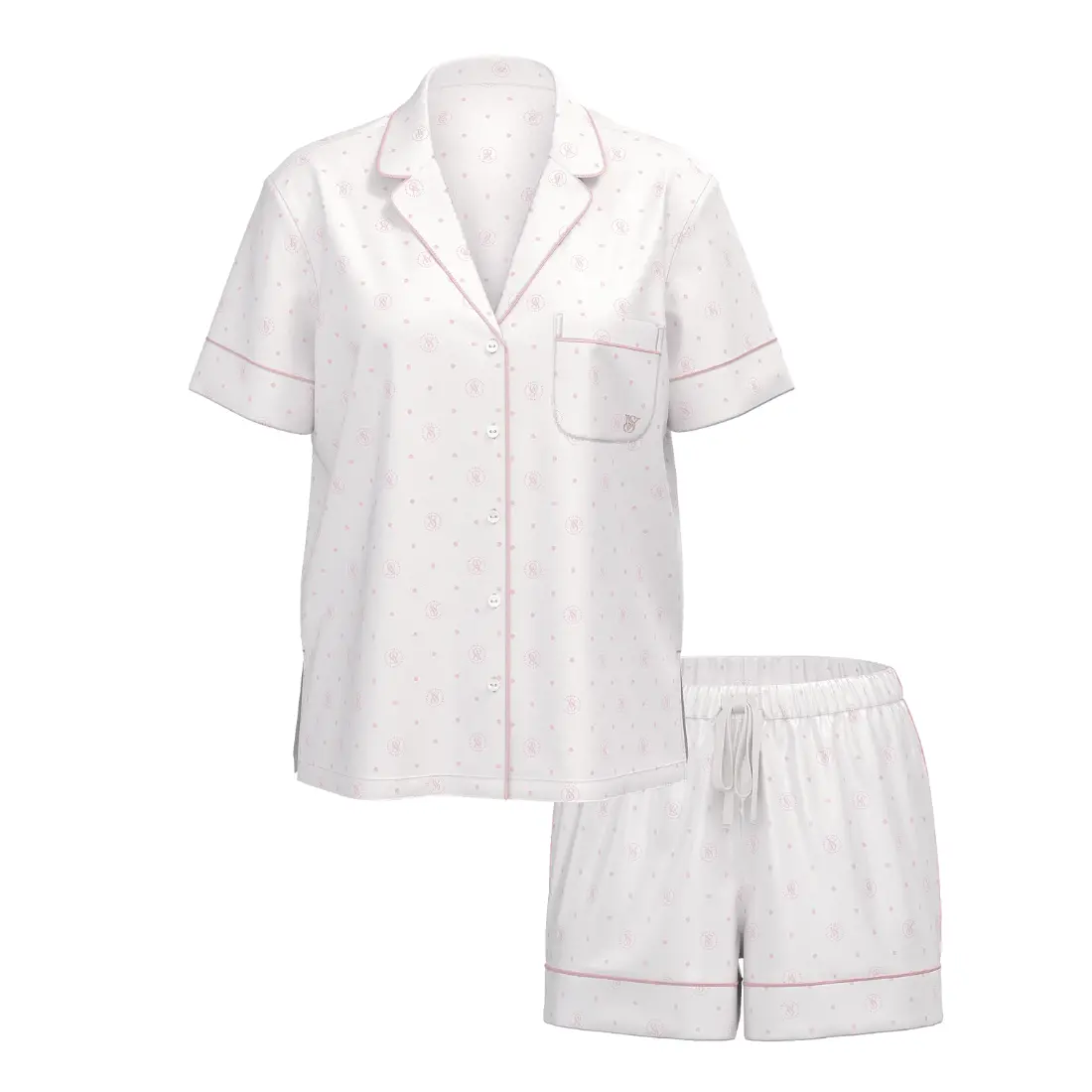 Сатинова піжама Victoria's Secret White VS Script з шортами