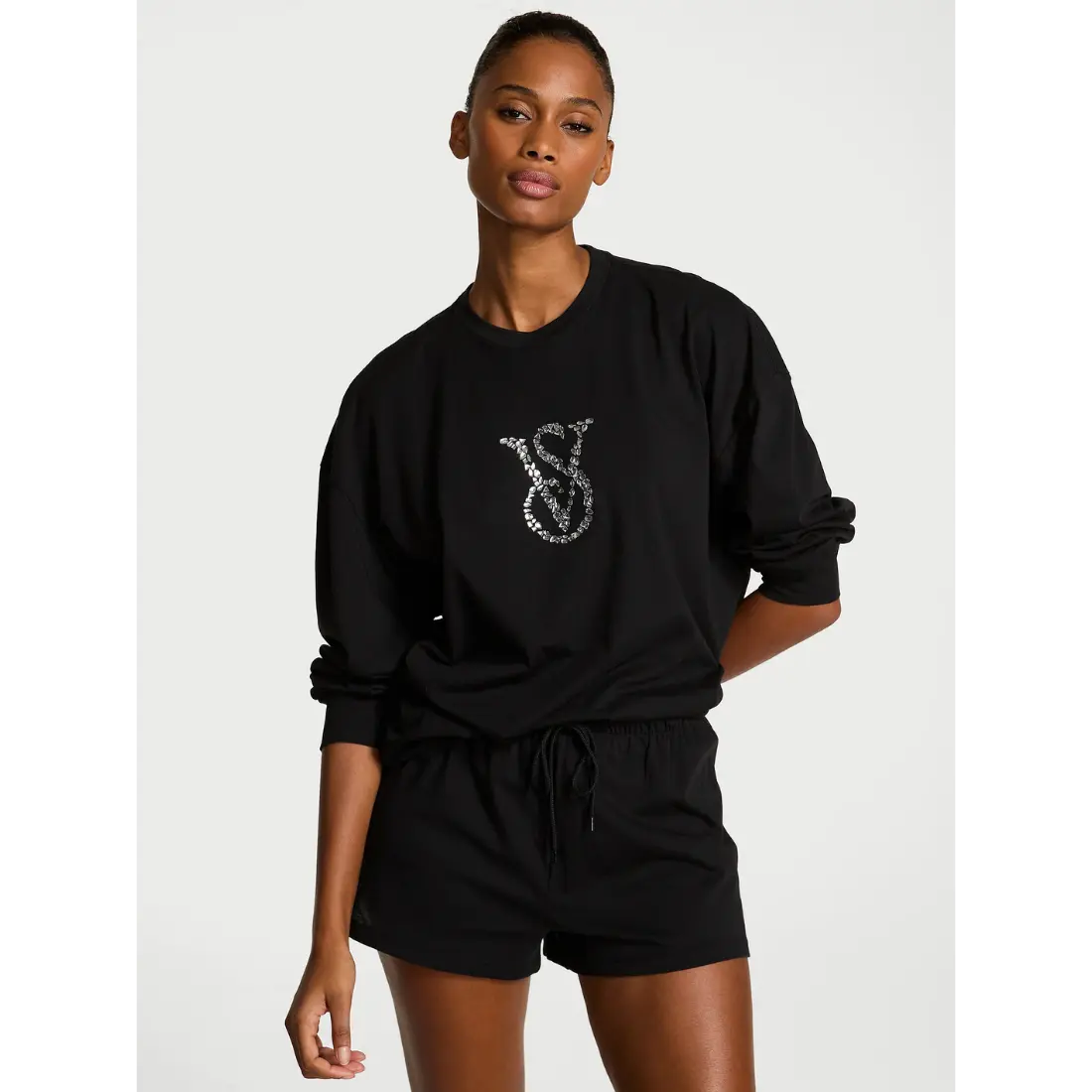 Бавовняна піжама Victoria's Secret Shine Black шорти та лонг