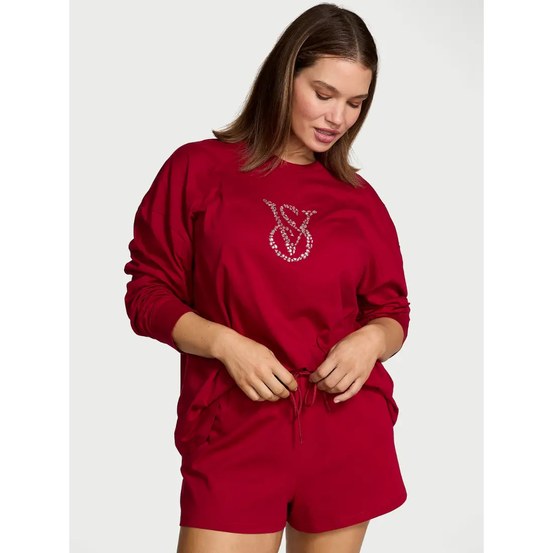 Бавовняна піжама Victoria's Secret Shine Red шорти та лонг