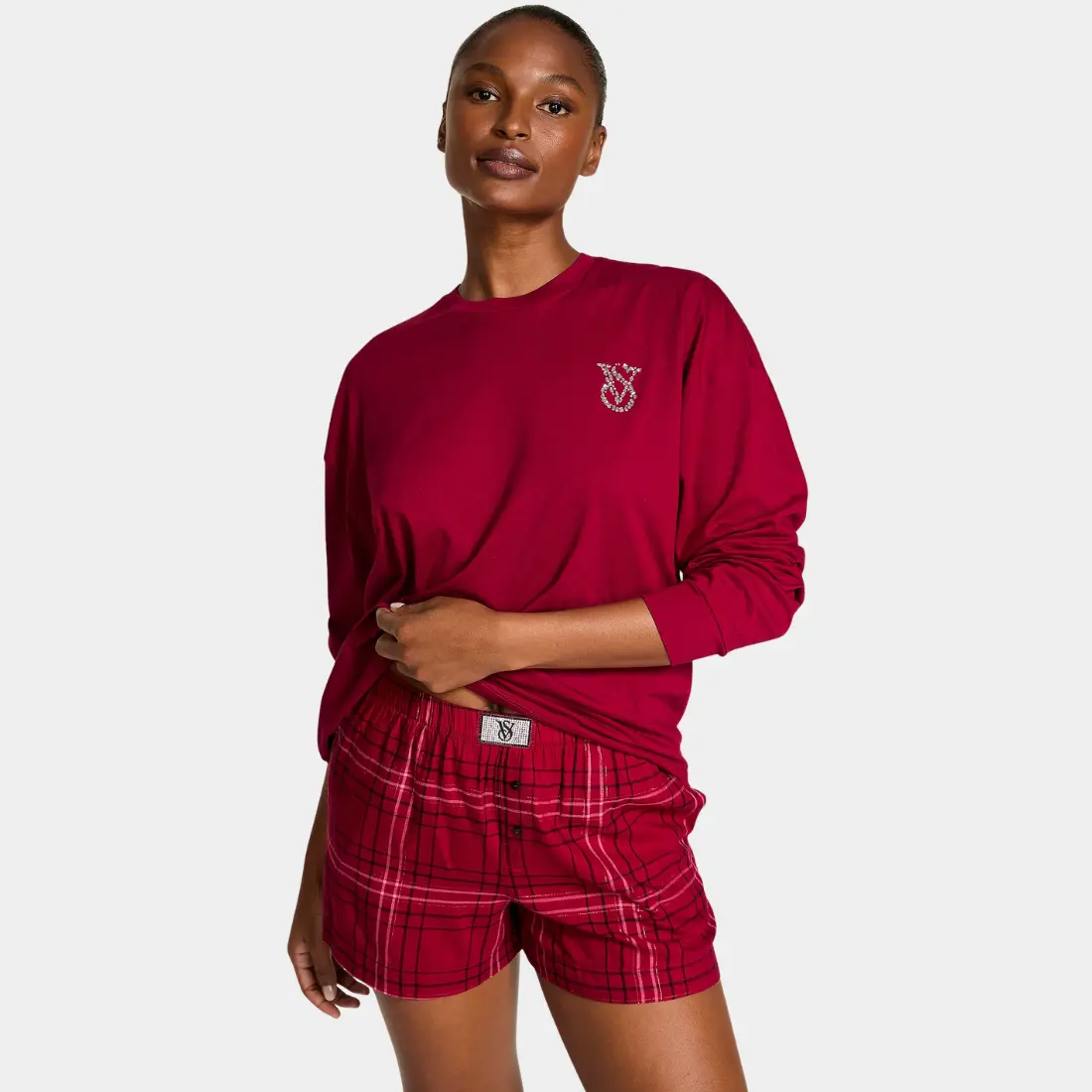 Фланелева піжама Victoria's Secret Shine Patch Red шорти