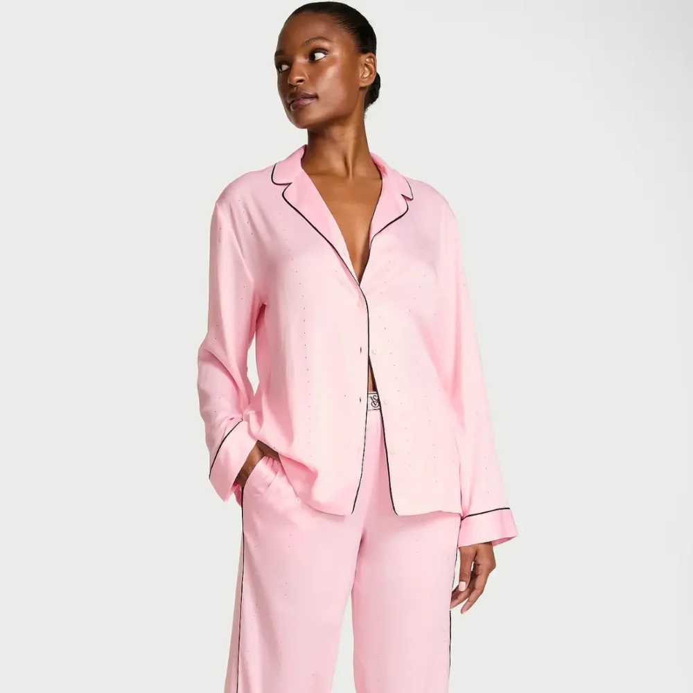 Сатинова піжама Victoria's Secret Angel Pink Patch штани