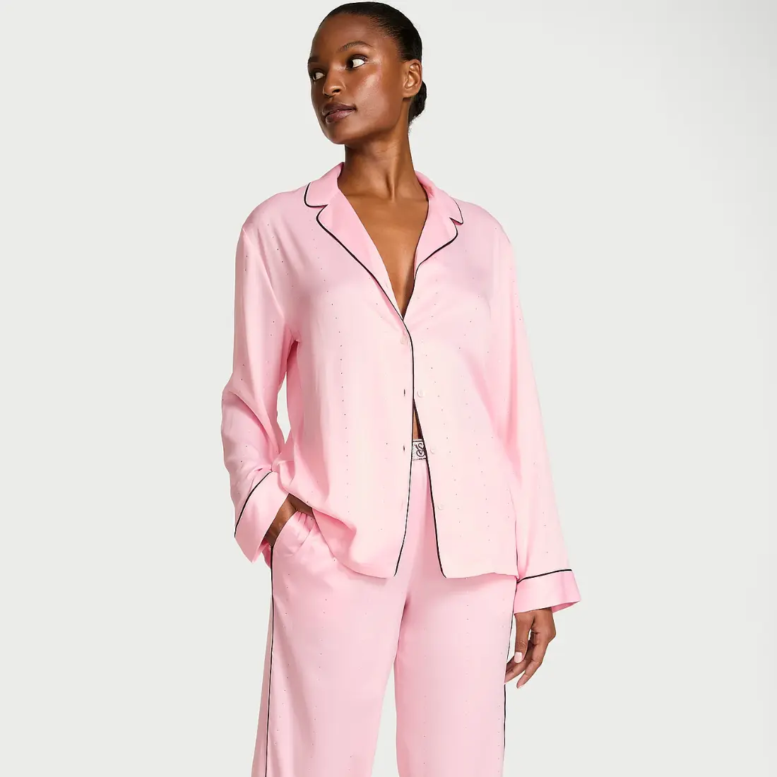 Сатинова піжама Victoria's Secret Angel Pink Patch штани