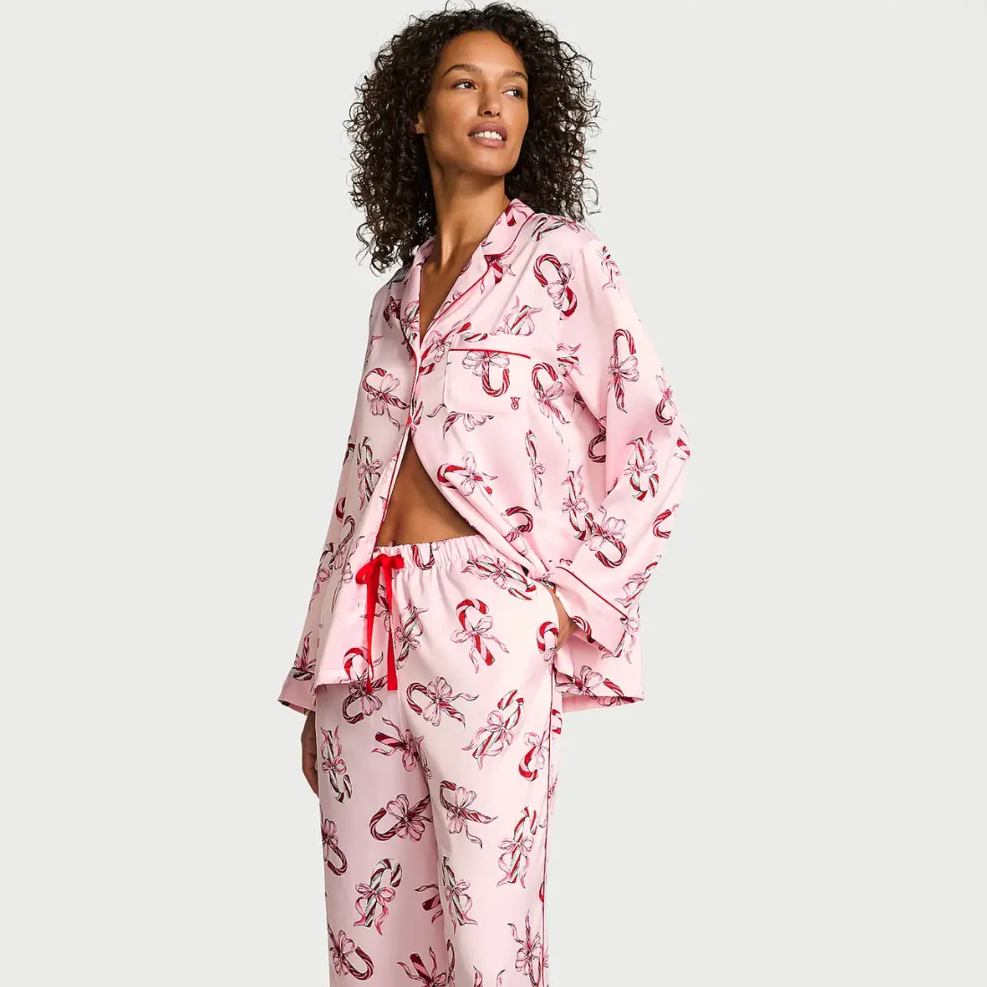Сатинова піжама Victoria's Secret Pink Candy Canes штани