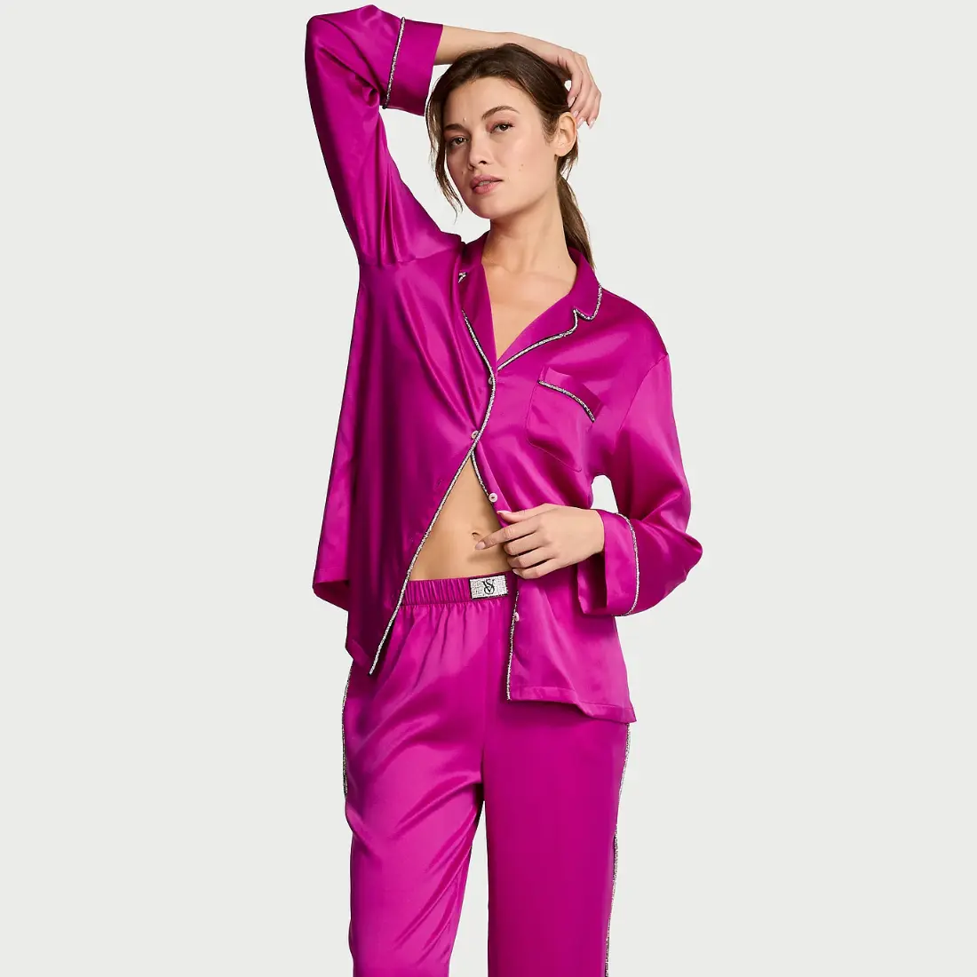 Сатинова піжама Victoria's Secret Signature Shine Purple штани