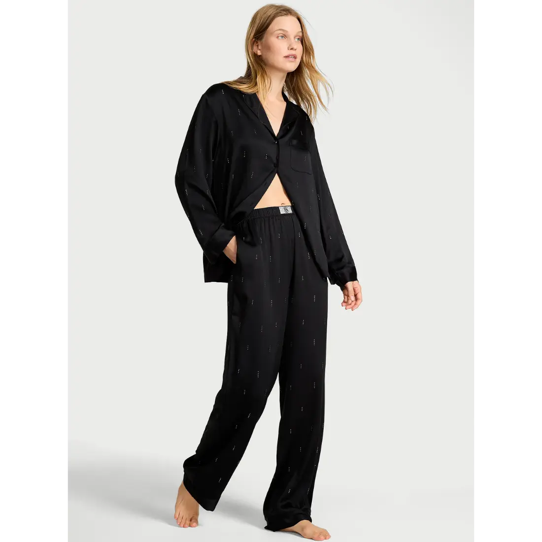 Сатинова піжама Victoria's Secret Black Shine Patch штани