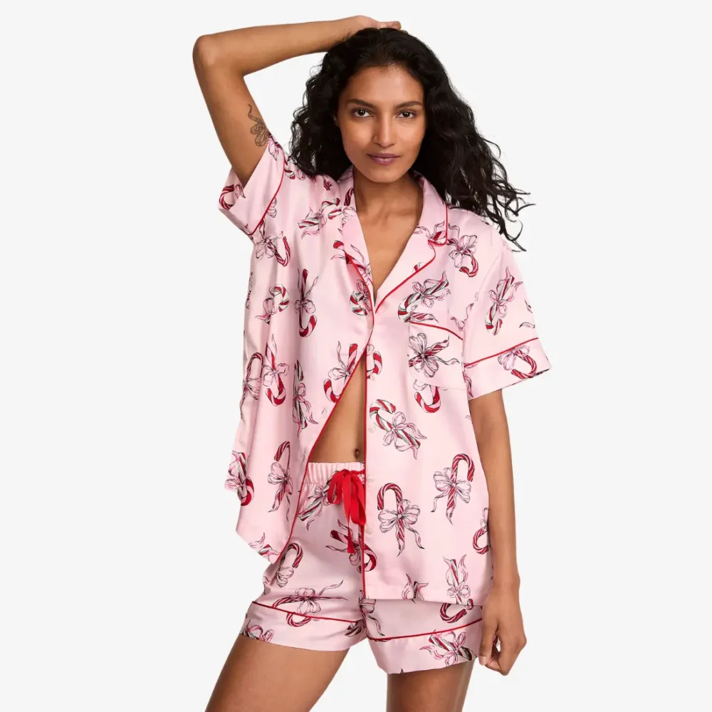 Сатинова піжама Victoria's Secret Candy Canes Print шорти