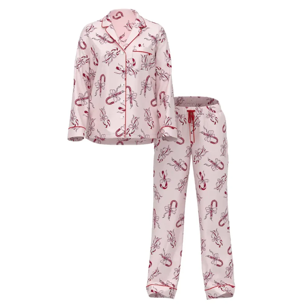Сатинова піжама Victoria's Secret Pink Candy Canes штани