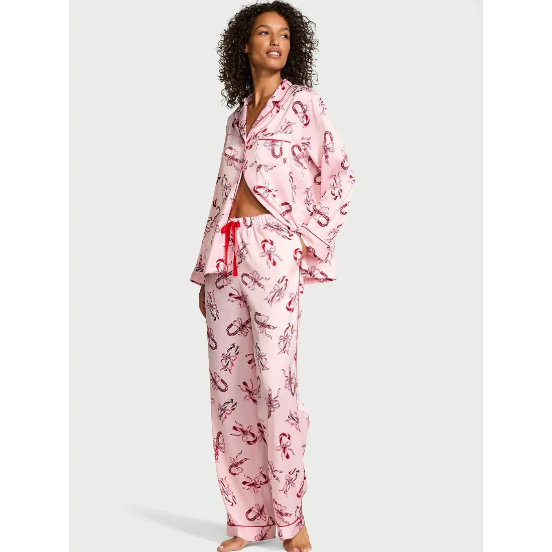 Сатинова піжама Victoria's Secret Pink Candy Canes штани