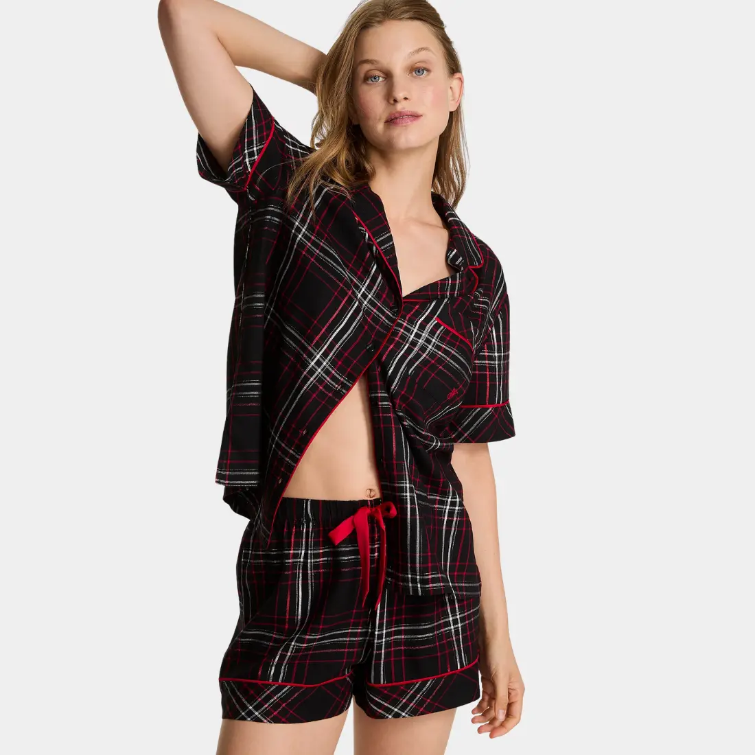 Фланелева піжама Victoria's Secret Black White Red Plaid шорти