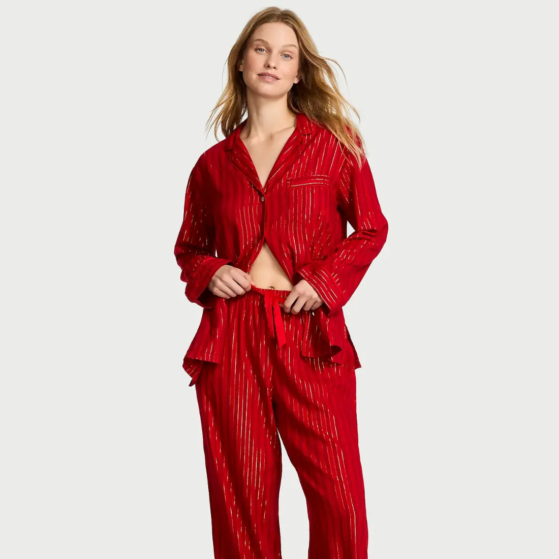 Фланелева піжама Victoria's Secret Red Lacquer Stripes штани
