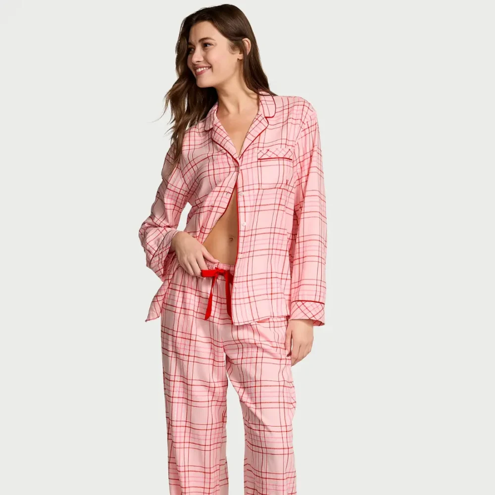 Фланелева піжама Victoria's Secret Red Pink Plaid штани