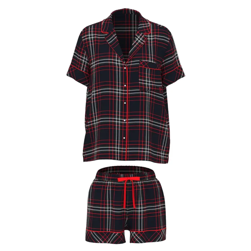 Фланелева піжама Victoria's Secret Black White Red Plaid шорти