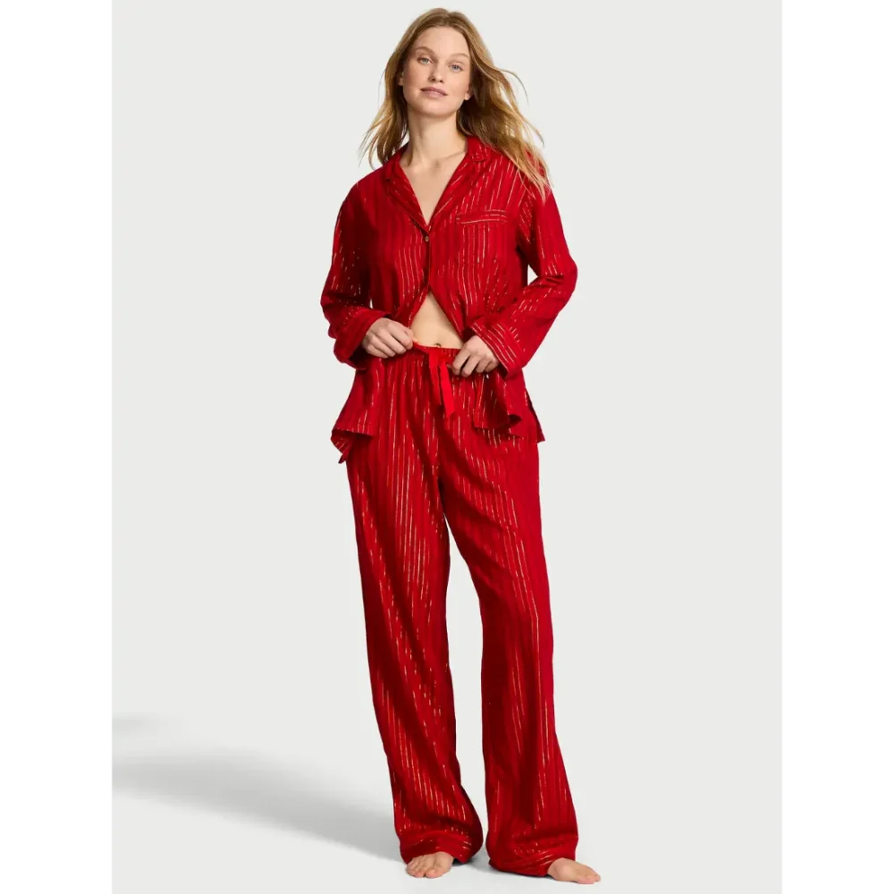 Фланелева піжама Victoria's Secret Red Lacquer Stripes штани