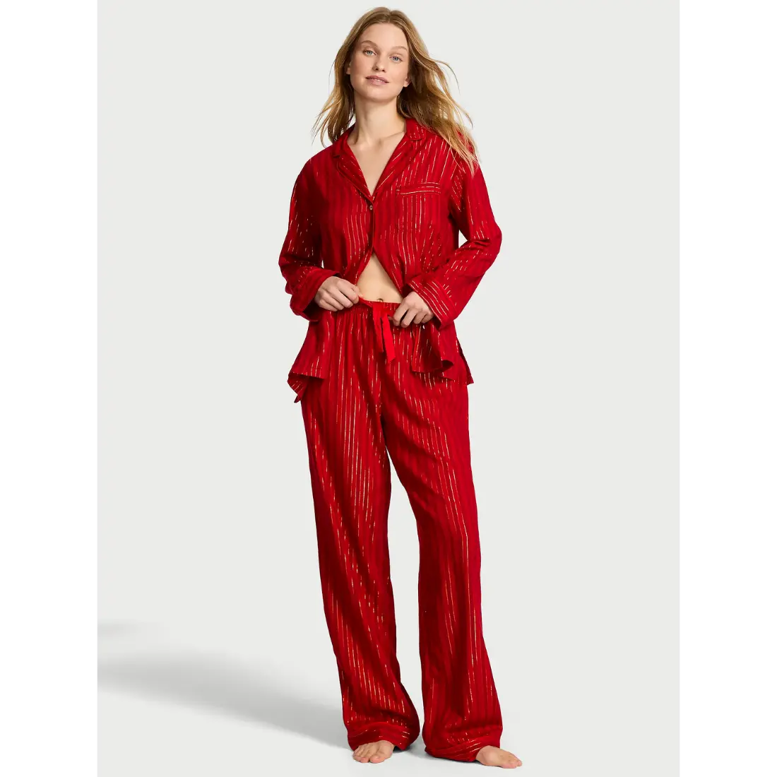 Фланелева піжама Victoria's Secret Red Lacquer Stripes штани