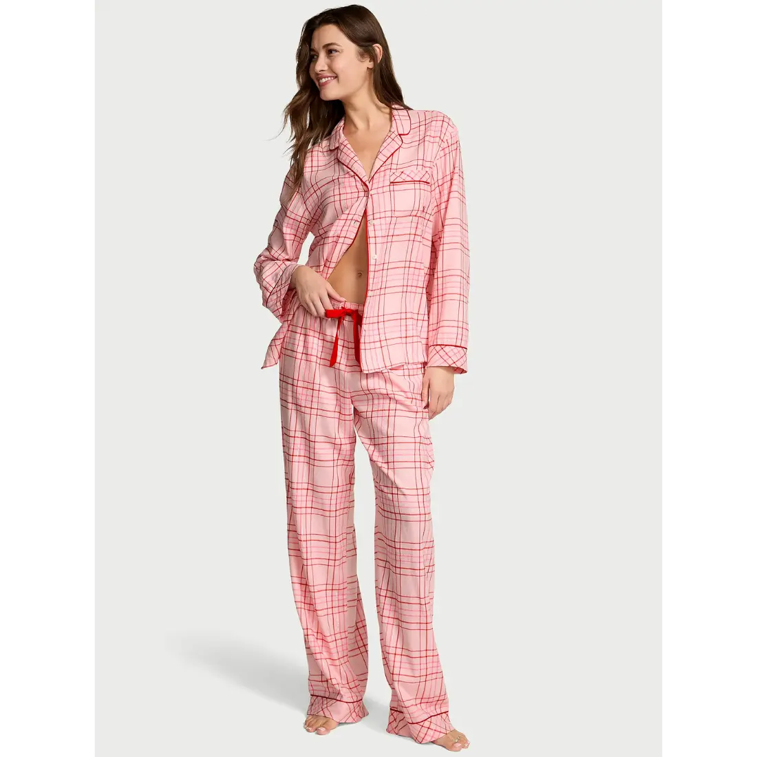 Фланелева піжама Victoria's Secret Red Pink Plaid штани