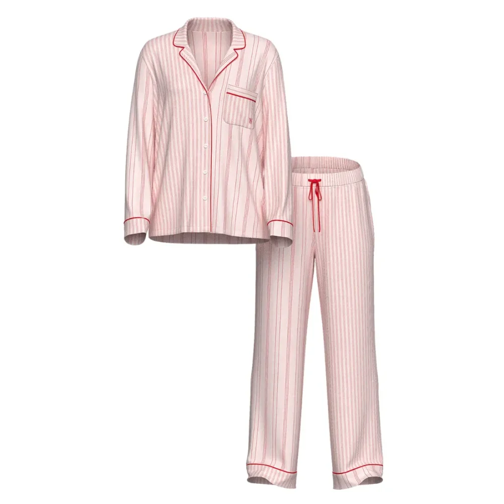 Фланелева піжама Victoria's Secret White Red Stripes штани